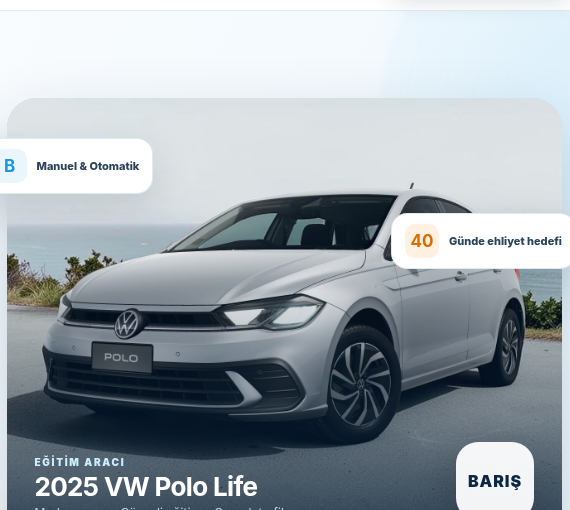 Barış Sürücü Kursu eğitim aracı gri VW Polo